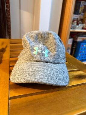 Under Armour Kids' Grey Adjustable Cap with Teal Logo